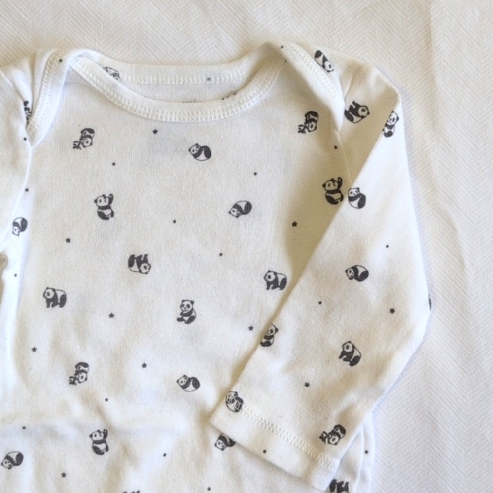 carter's panda bear cotton long sleeve bodysuit diaper shirt 3 months baby